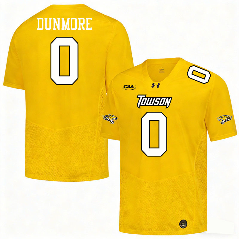 Towson Tigers #0 John Dunmore College Football Jerseys,Uniforms-Gold